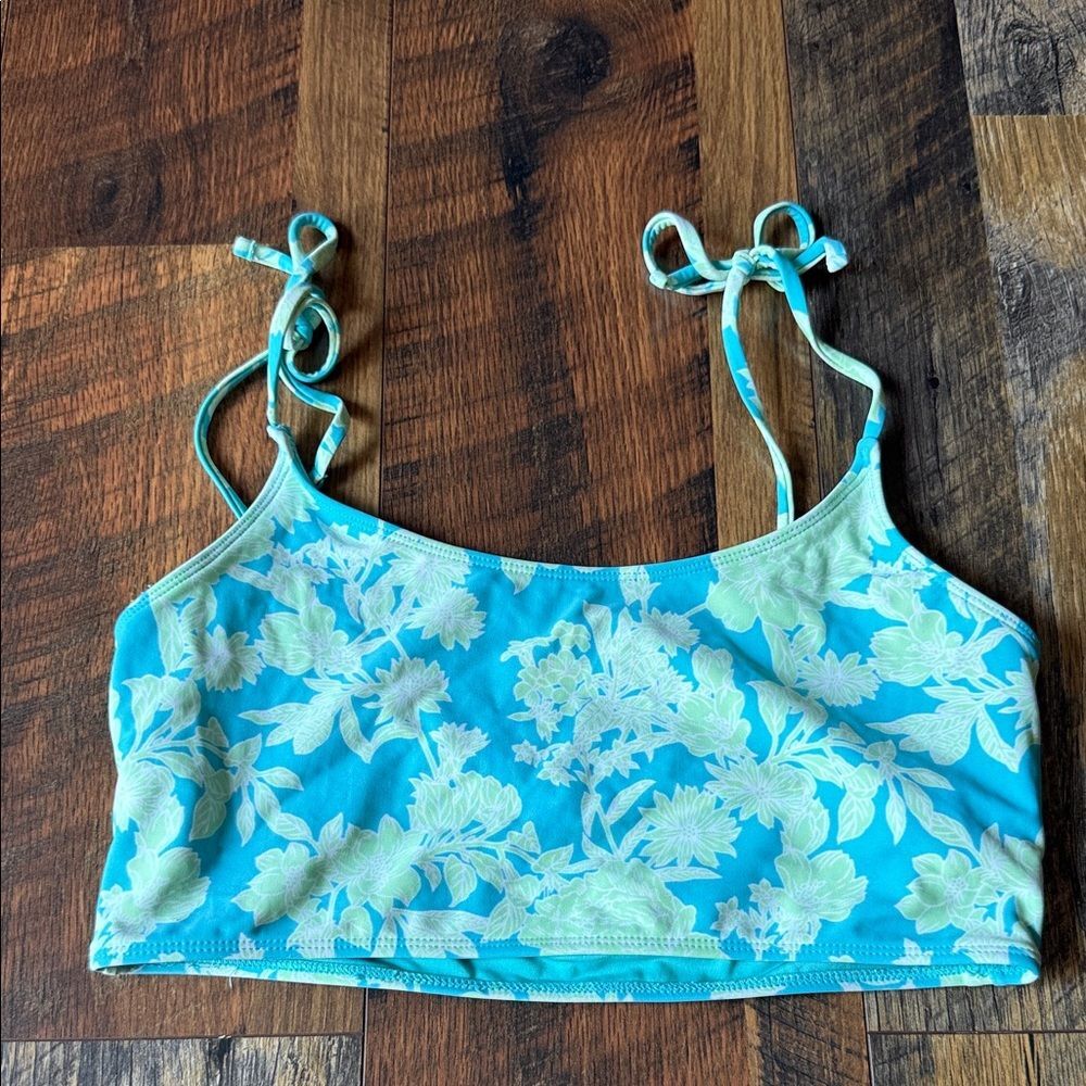 Forever 21 Floral Bikini Top - Blue and White
